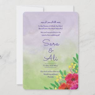 Save The Date Anglais-Musulman Lavande Aquarelle Fleur Floral