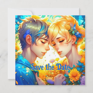 Save The Date Anime garçon et fille Floral Mariage à thème