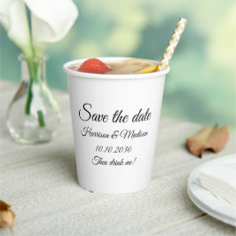 Save the Date Ankündigung einer Hochzeitskampagne Pappbecher