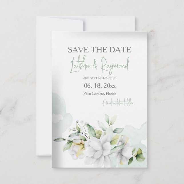 Save the Date Ankündigung von Floral (Vorderseite)