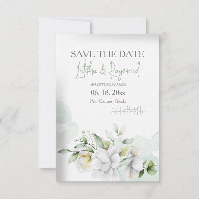 Save the Date Ankündigung von Floral (Vorderseite)