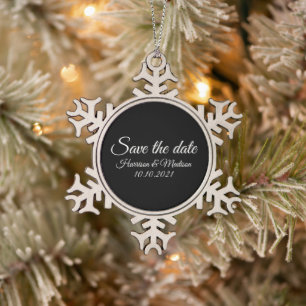 Save the Date Ankündigung von Hochzeitsschreiben Schneeflocken Zinn-Ornament