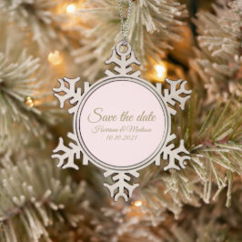 Save the Date Ankündigung von Hochzeitsschreiben Schneeflocken Zinn-Ornament