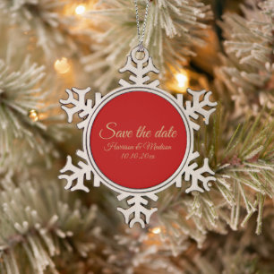 Save the Date Ankündigung von Hochzeitsschreiben Schneeflocken Zinn-Ornament