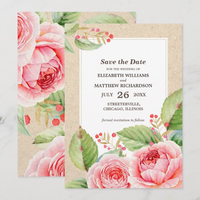 Save the Date. Ankündigung von rustikalen Hochzeit (Vorne/Hinten)
