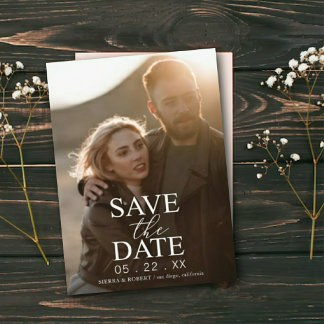 Save the Date Ankündigung von White Text Hochzeite