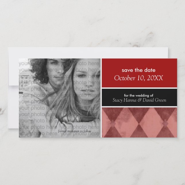 Save the Date Ankündigungen der Fotokarte {Rot} (Vorderseite)