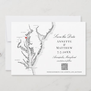 Save The Date Annapolis MD Mariage Elegant noir blanc code QR