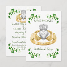Anneau traditionnel irlandais de Claddagh et Shamr