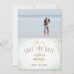 Save The Date Anneaux d'aquarelle modernes Fleur de wig Photo gé