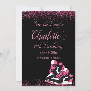 Save The Date Anniversaire basket, Parties scintillant rose