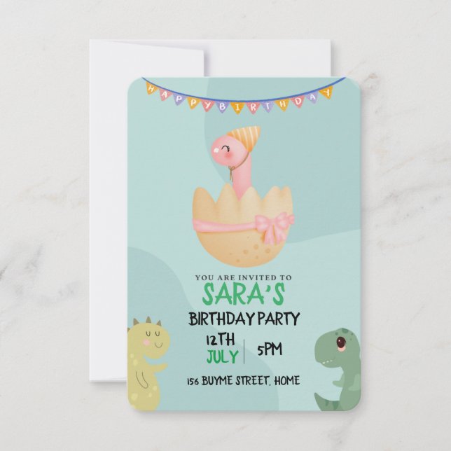 Save The Date Anniversaire de Cute Dinosaur (Devant)