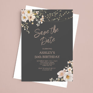 Save The Date Anniversaire Floral Adulte Élégant