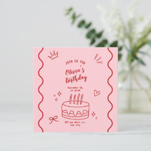 Save The Date Anniversaire rouge et rose