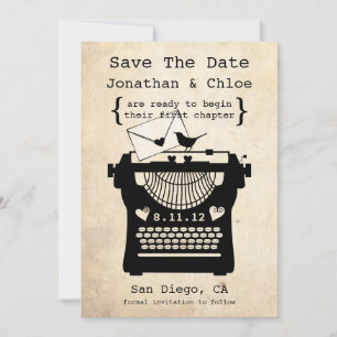 Save The Date Annonce de machine à écrire vintage romantique STD