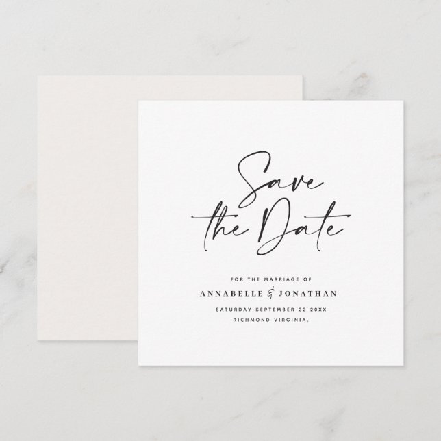Save The Date Annonce de mariage en typographie manuscrite moder (Devant / Derrière)
