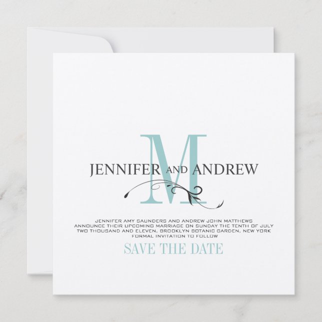 Save The Date Annonce de monogramme pour la date de sauvegarde b (Devant)