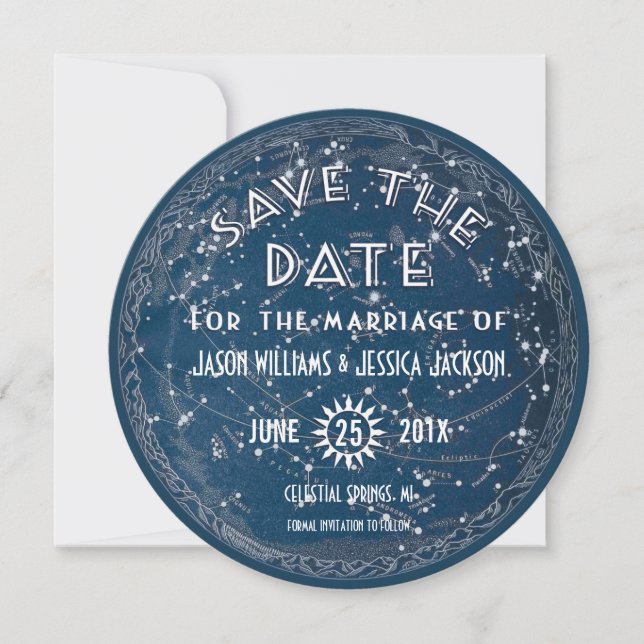 Save The Date Annonce de Sauvegarde de Date Céleste (Devant)