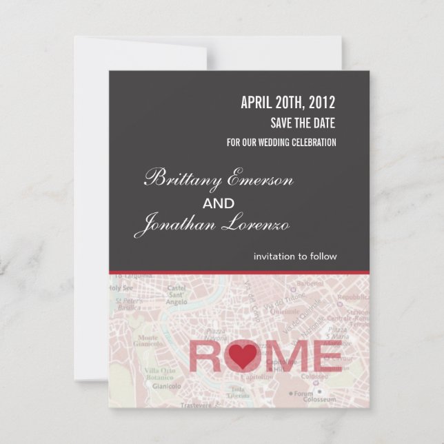 Save The Date Annonce de sauvegarde de la date à Rome Italie (Devant)