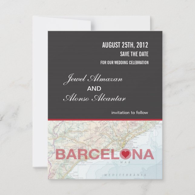Save The Date Annonce de sauvegarde de la date Barcelone Espagne (Devant)