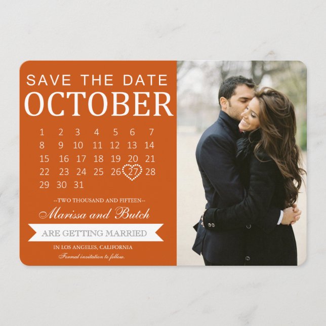 Save The Date Annonces de calendrier pour Sauvegarder la Date |  (Devant)