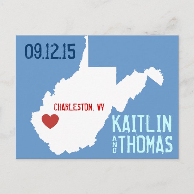 Save the Date - Anpassbar - West Virginia Ankündigungspostkarte (Vorderseite)