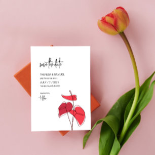Save The Date Anthurium ・ Dessin Floral ・ Mariage moderne