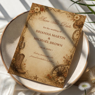 Save The Date Antique Frontier Rustique
