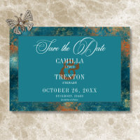 Antique gothique Turquoise or Mariage damassé
