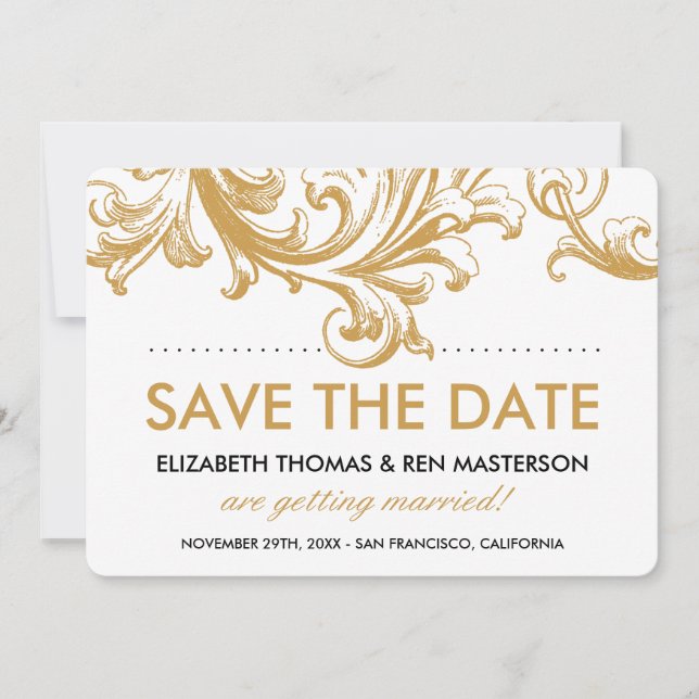 Save The Date Antique or Floral Enregistrer les dates (Devant)