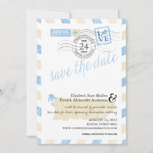 Save The Date Antique Porto Rico Airmail Enregistrer la date