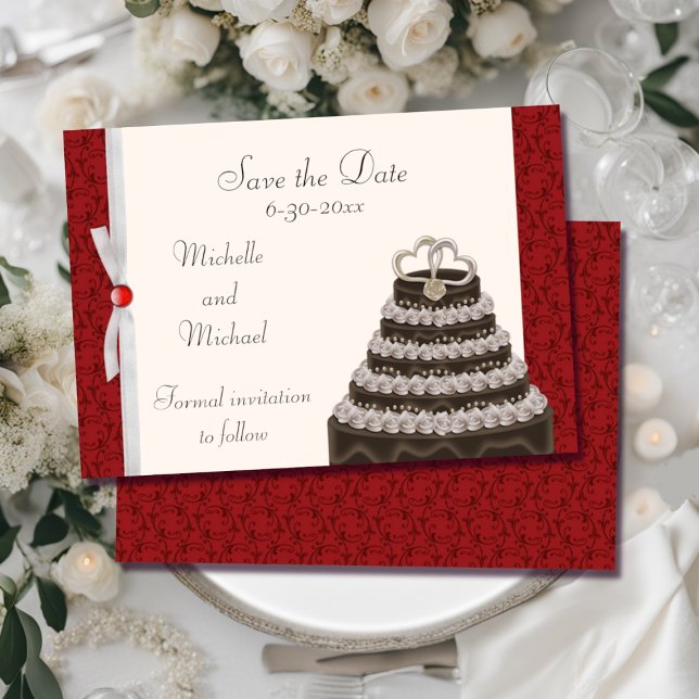 Save The Date Antique Rouge Florentine Enregistrer la date (Créateur téléchargé)