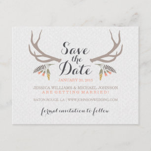 Save The Date Antlers rustiques Enregistrer la date