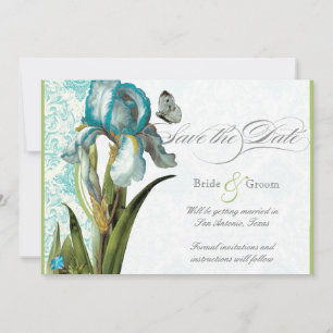 Save The Date Aqua Blue Quatrefoil Enregistrer la date Annonce