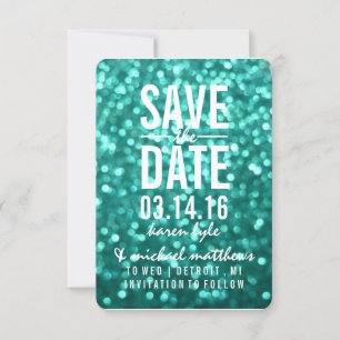 Save The Date   Aqua Lit Glitzer Fab