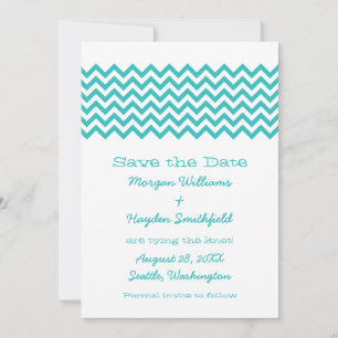 Save The Date Aqua Simple Chevron Enregistrer l'Invitation de da