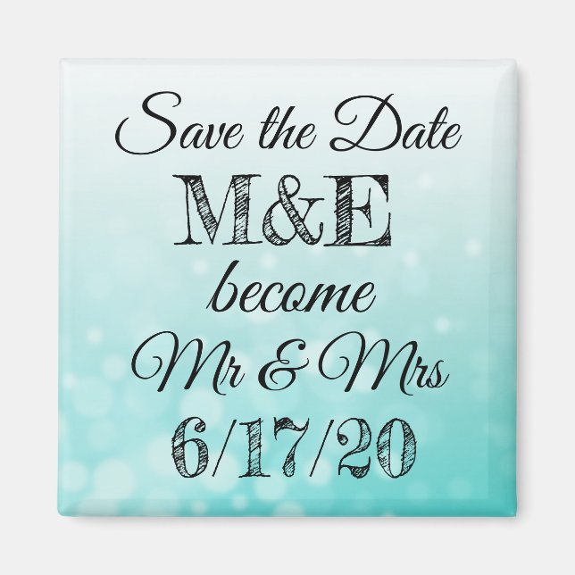 Save the Date Aquamarin Wedding Magnet (Vorne)