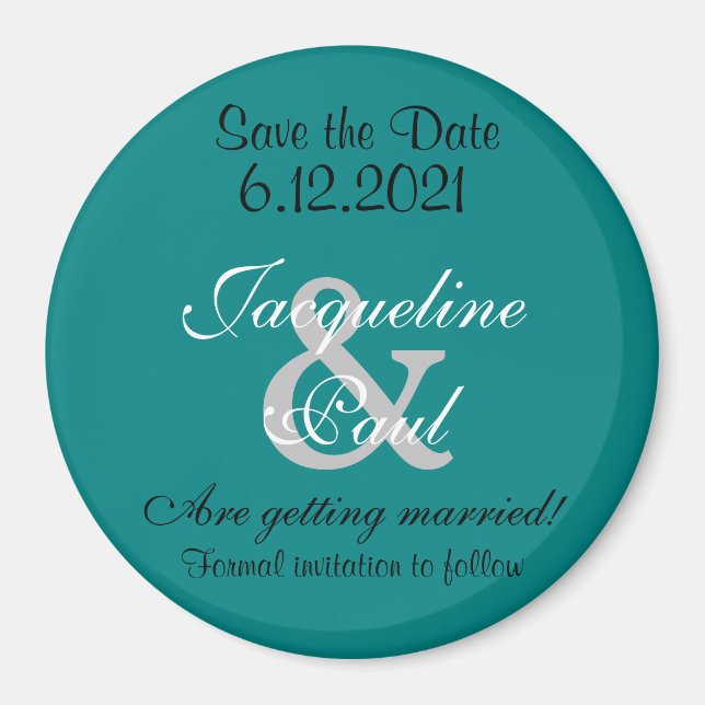 Save the Date Aquamarine grüne Magnete Magnet (Vorne)