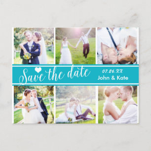 SAVE THE DATE Aquamarine Hochzeit 6 FOTO Postkarte