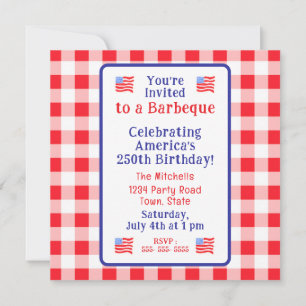 Save The Date Aquarelle 250 Anniversaire Drapeau USA Rouge à Car