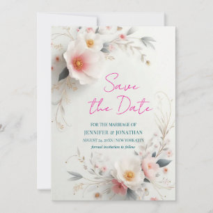 Save The Date Aquarelle Aquarell Floral Script Enregistrer La Da