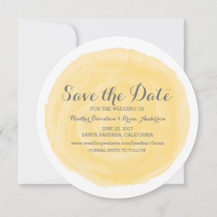 Save The Date Aquarelle arrondie jaune Enregistrer la date Invit