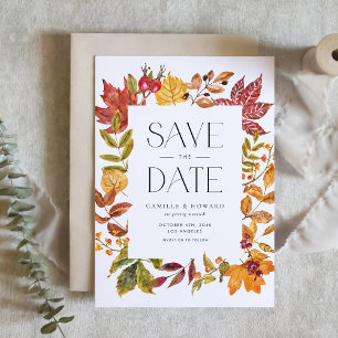 Save The Date Aquarelle Automne Feuilles Cadre Automne