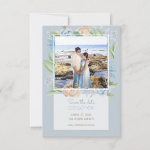 Save The Date Aquarelle bleu doux floral esquissé
