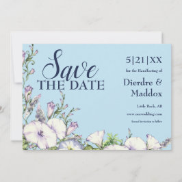 Save The Date Aquarelle Bleu Floral Matin Gloire à la main
