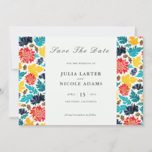 Save The Date Aquarelle bleu naturel Jaune Mariage de tournesols