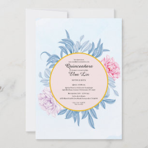 Save The Date Aquarelle bleu pâle Quinceanera
