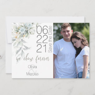 Save The Date Aquarelle bleu pâle Rose photo Enregistrer la date