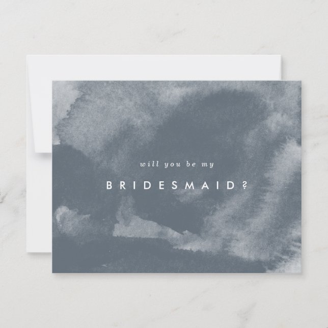 Save The Date Aquarelle Boho Bleu Vous Serez Ma Servante D'Accue (Devant)