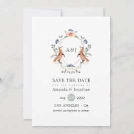 Save The Date Aquarelle Bois Laurel Crest Monogramme Mariage
